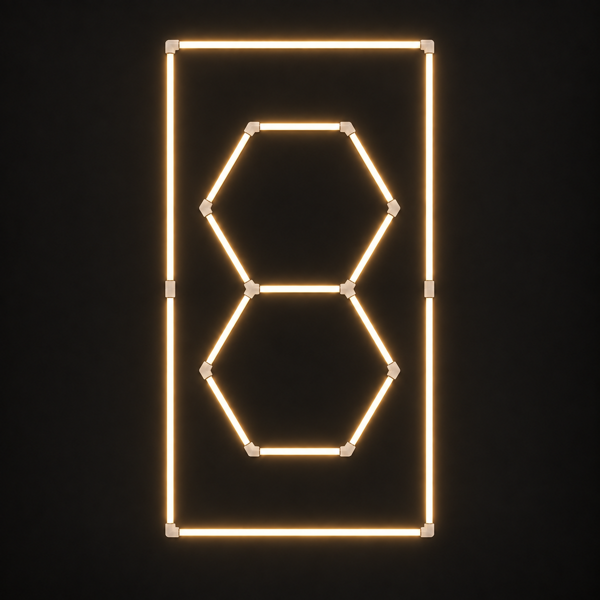 2 hexagon LED light grid with border in warm white 3000K
