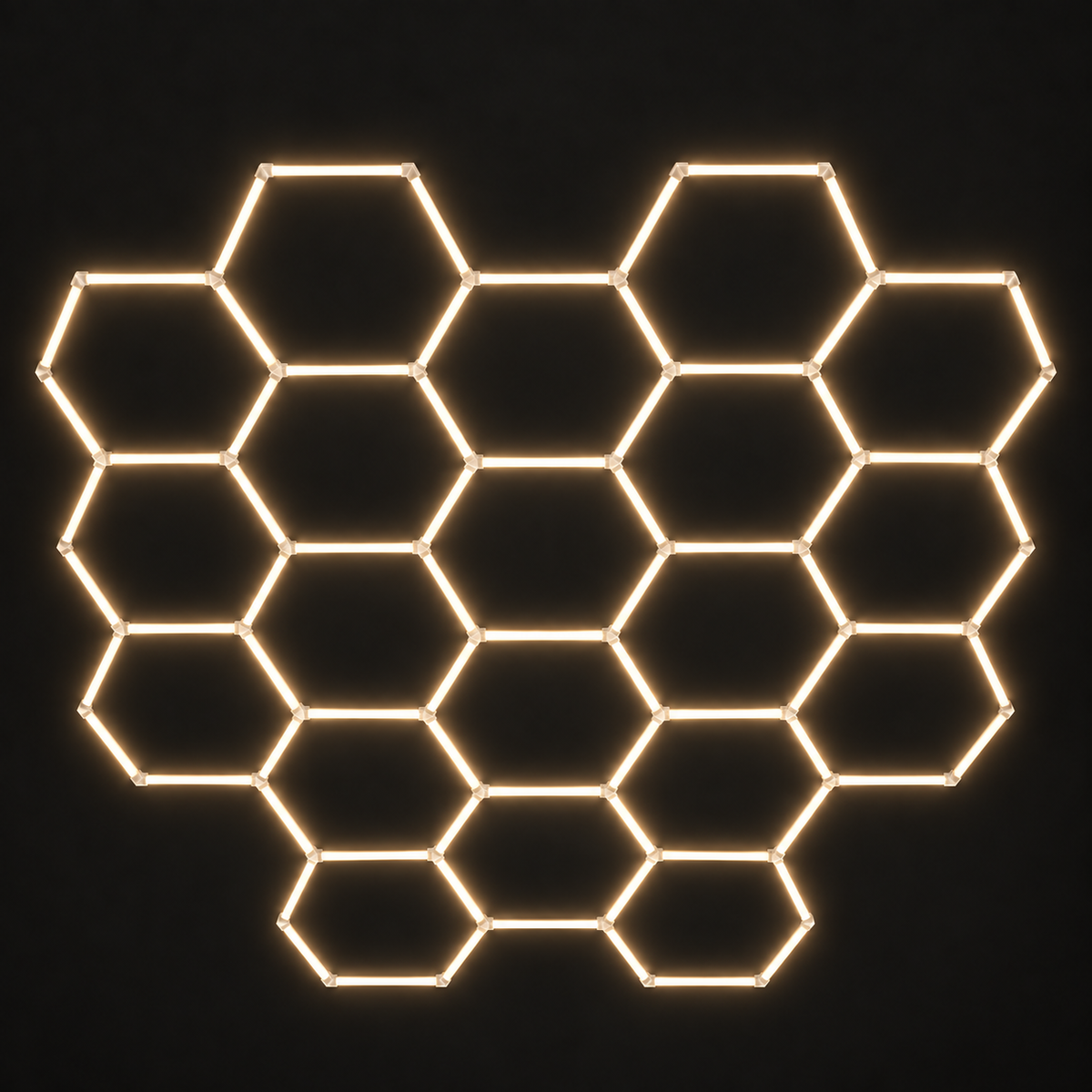 HexaGara 22-hex light grid illuminated in warm white 3000K