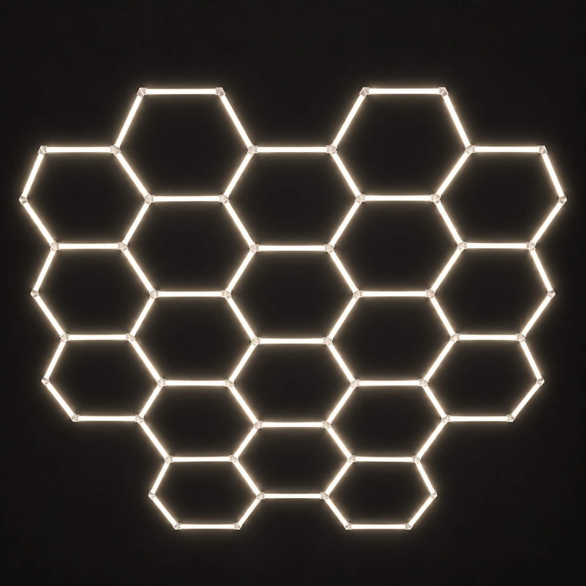HexaGara 22-hex light grid illuminated in soft white 4000K