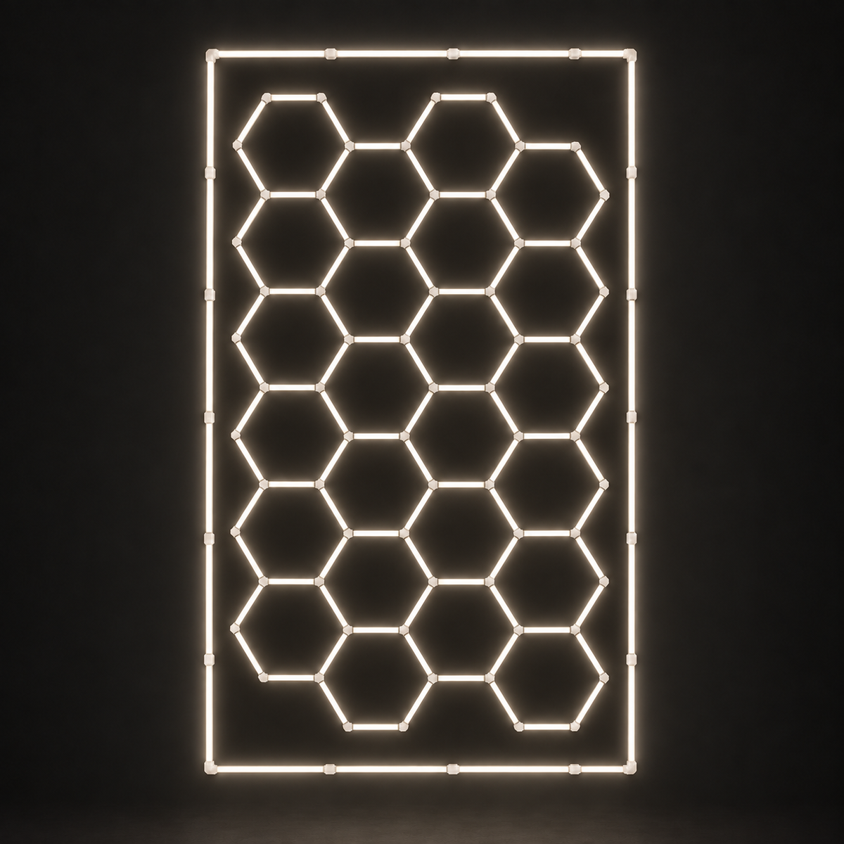 24-hexagon LED light grid with border in soft white 4000K