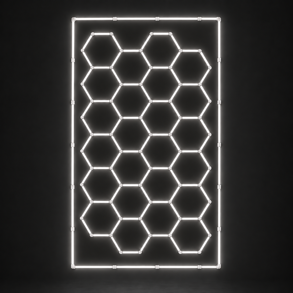 24-hexagon LED light grid with border in natural white 5000K