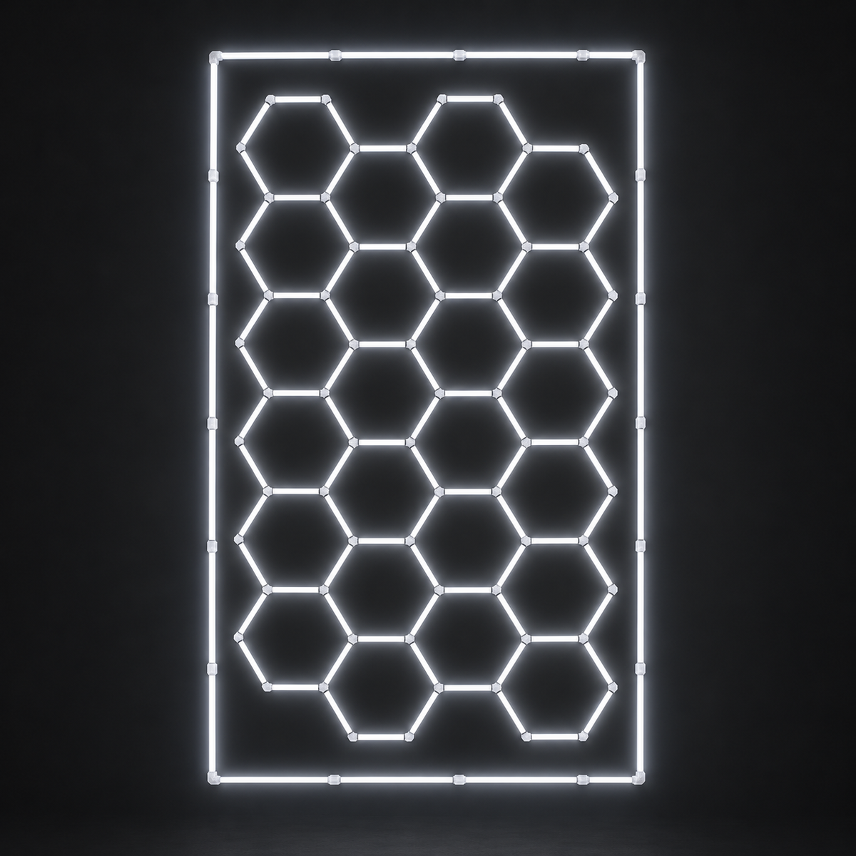 24-hexagon LED light grid with border in cool white 6500K