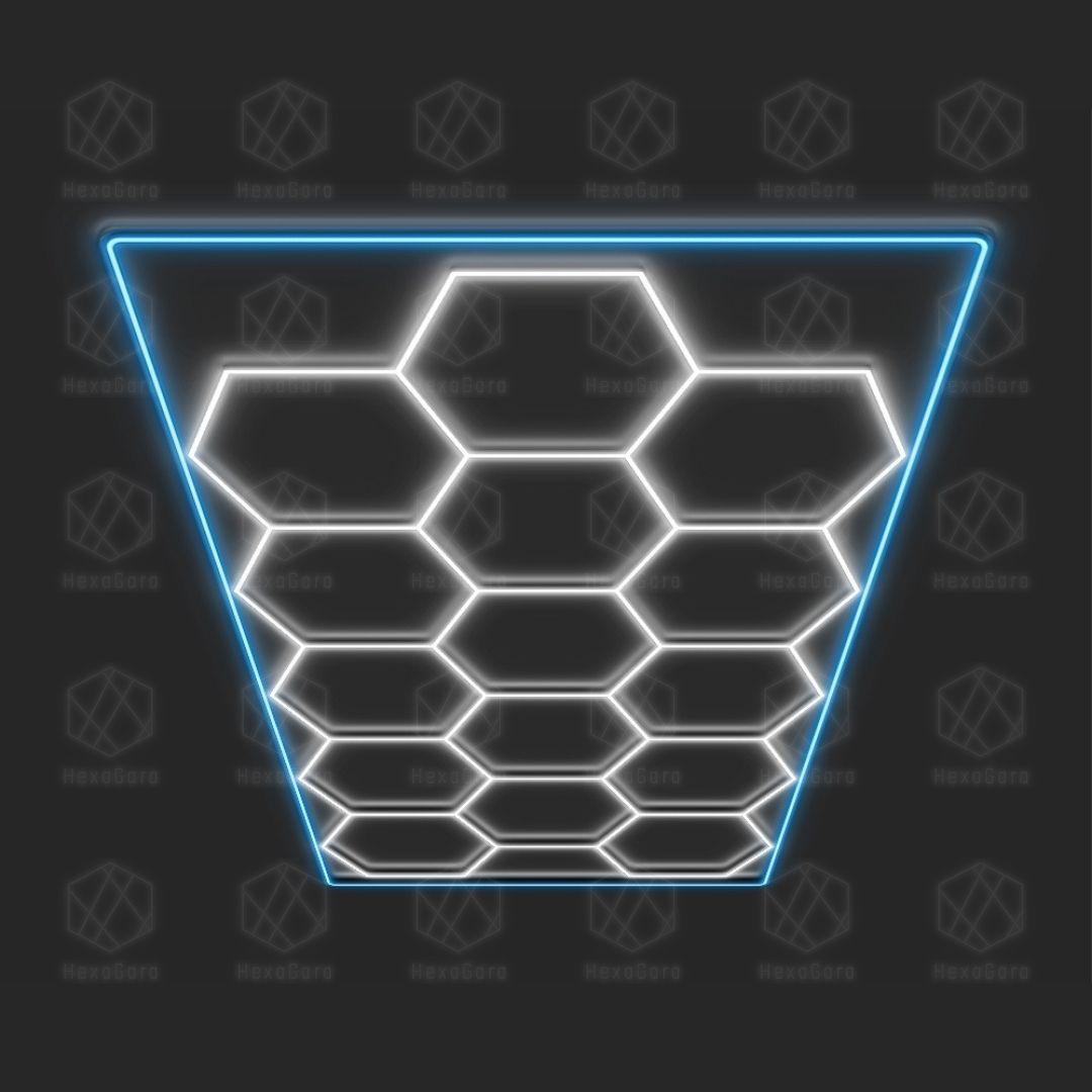 Hexagonal Lights Grid - 15 Hex With Color Border - HexaGara