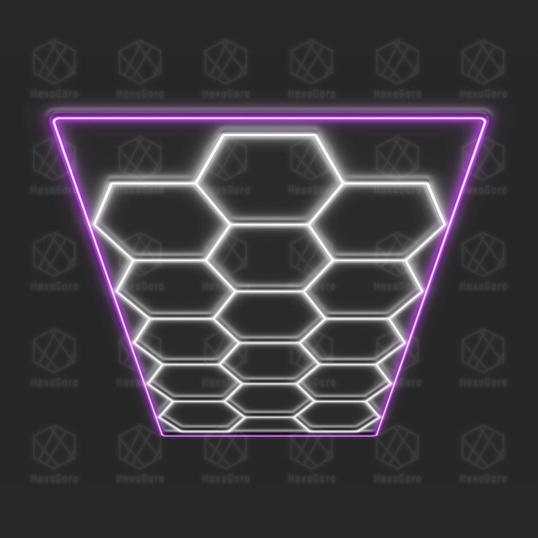Hexagonal Lights Grid - 15 Hex With Color Border - HexaGara