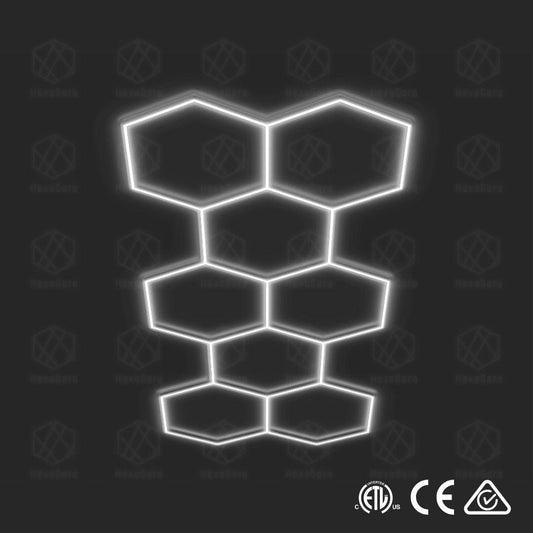 Hexagonal Lights Grid - 8 Hex - Ceiling / DC-powered / White