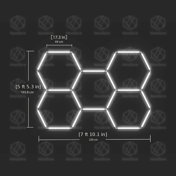 Large Hexagonal Lights Grid - 5 Hex (9'10" * 6'10") - HexaGara