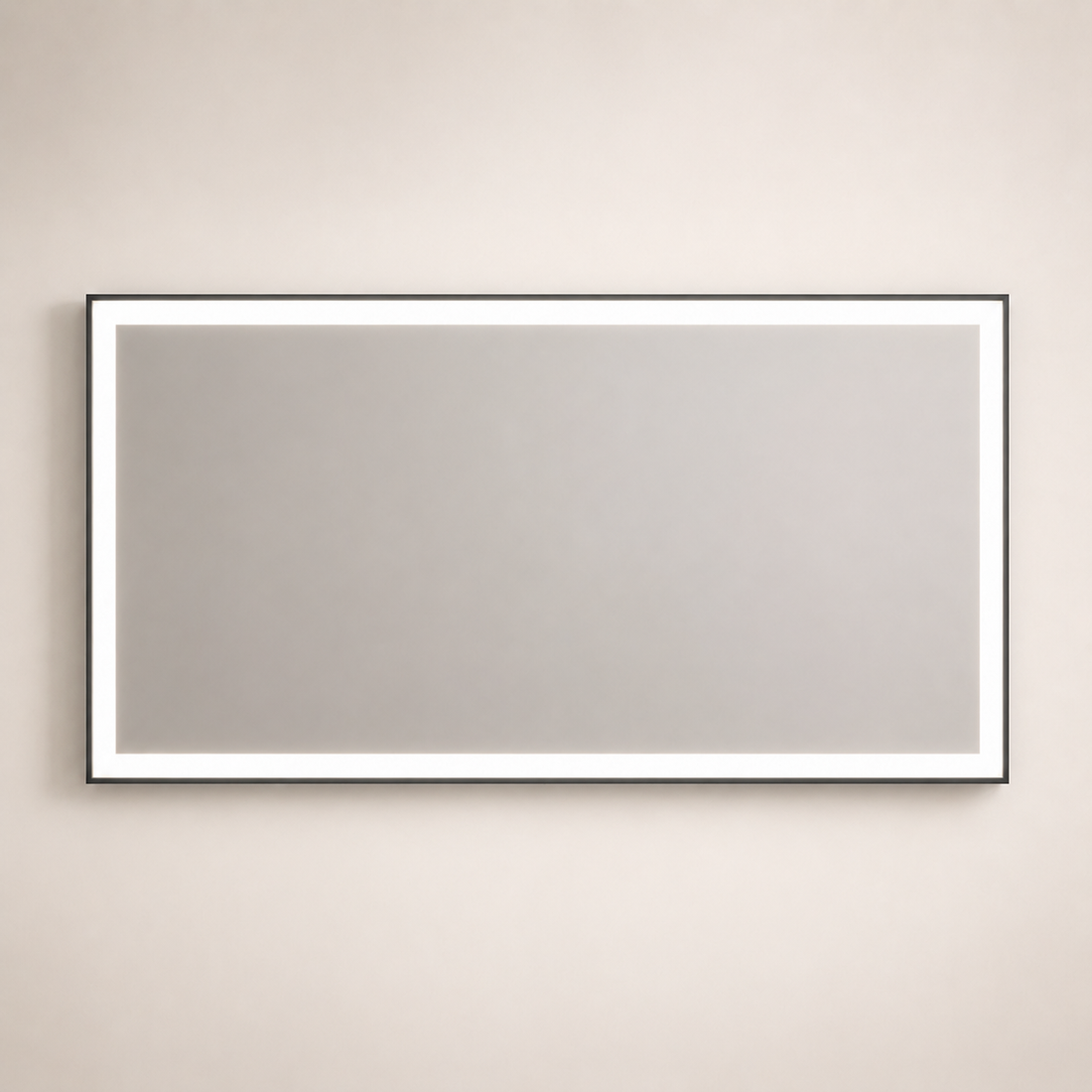 30 by 60 inch wide LED vanity mirror installed in a luxury bathroom
