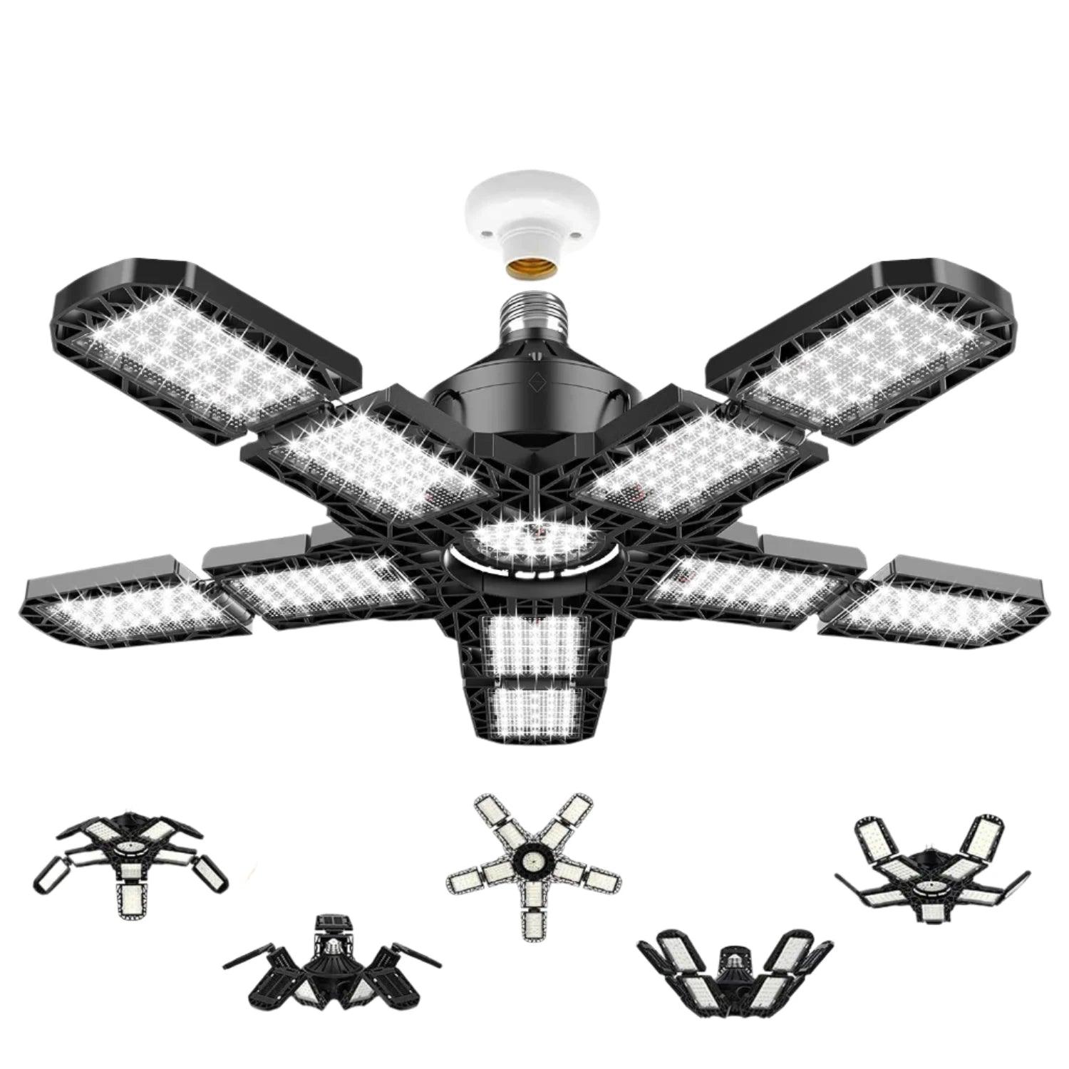 Super Bright Multi-Directional Ceiling Garage Lights - 10 Panels (15k Lumens) - HexaGara