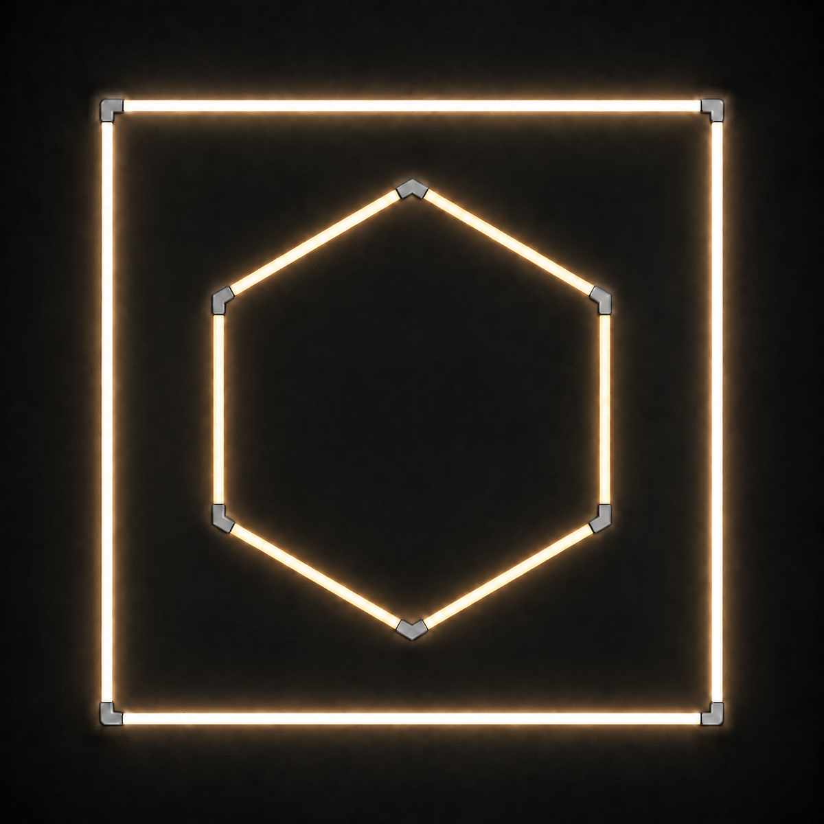 1-Hex LED light grid with Warm White 3000K main light and Warm White 3000K border