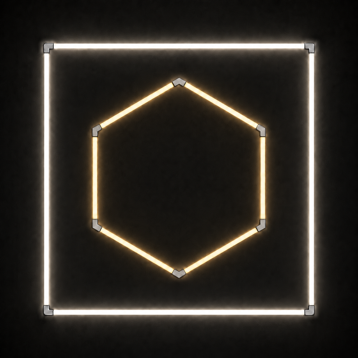 1-Hex LED light grid with Warm White 3000K main light and Soft White 4000K border