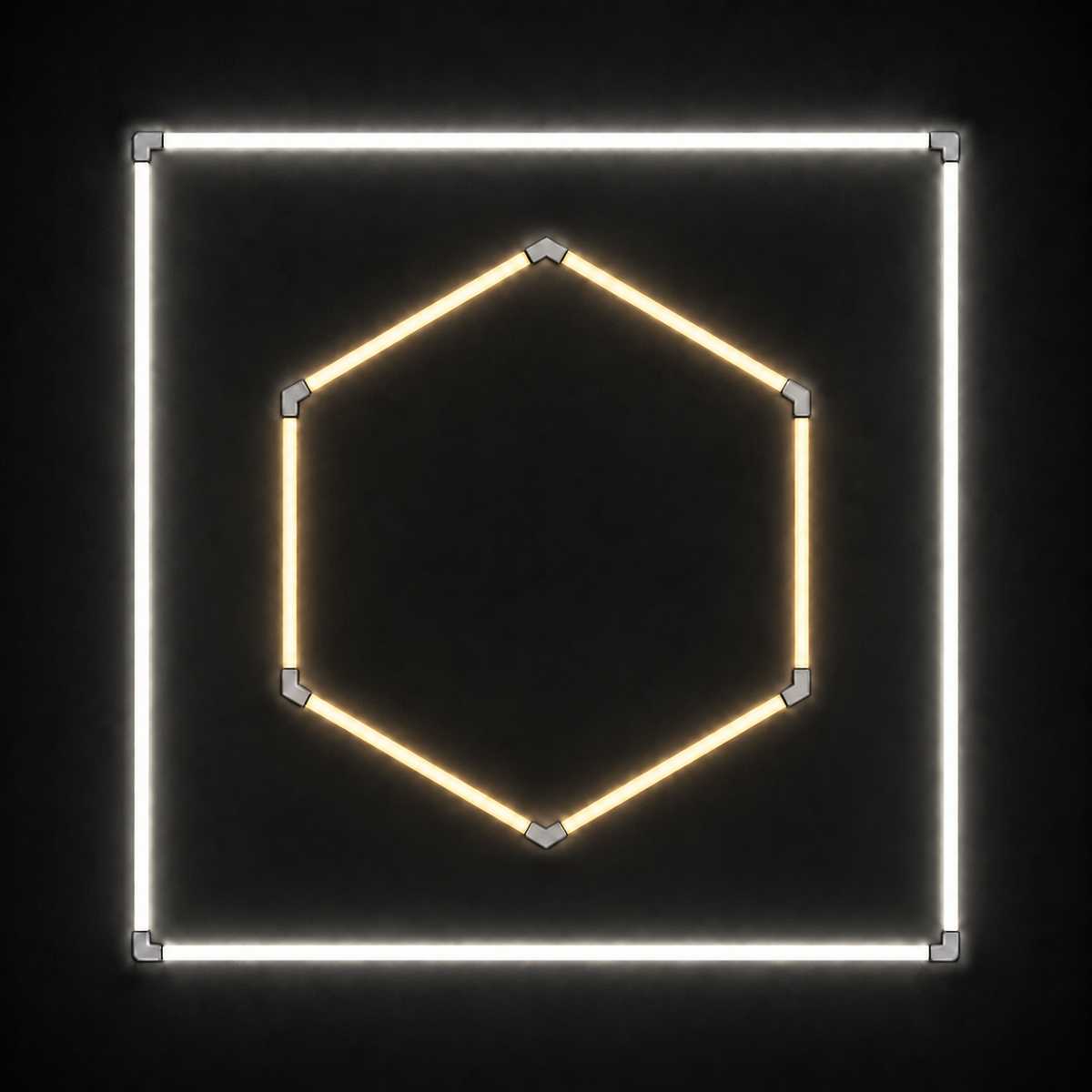 1-Hex LED light grid with Warm White 3000K main light and Natural White 5000K border