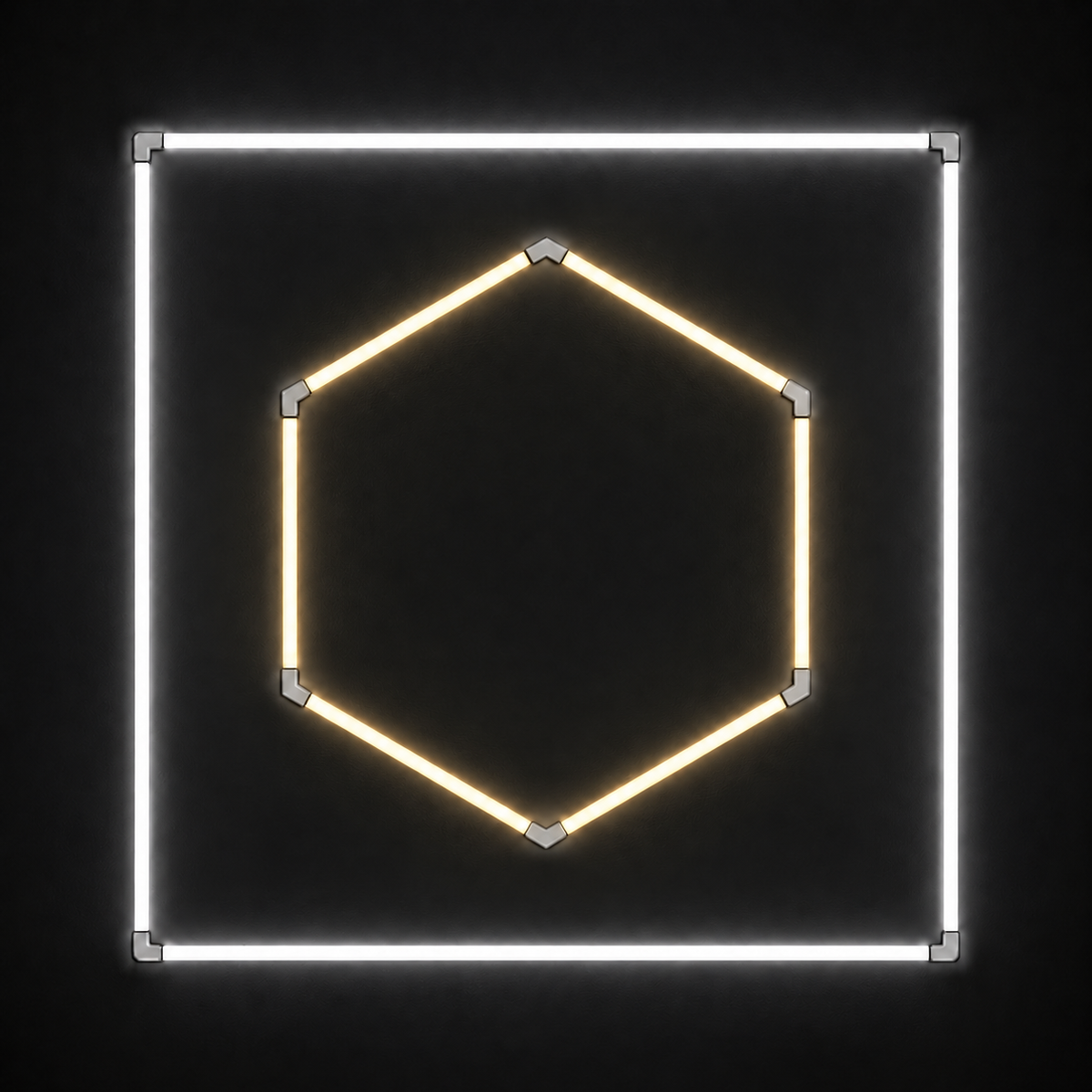1-Hex LED light grid with Warm White 3000K main light and Cool White 6500K border
