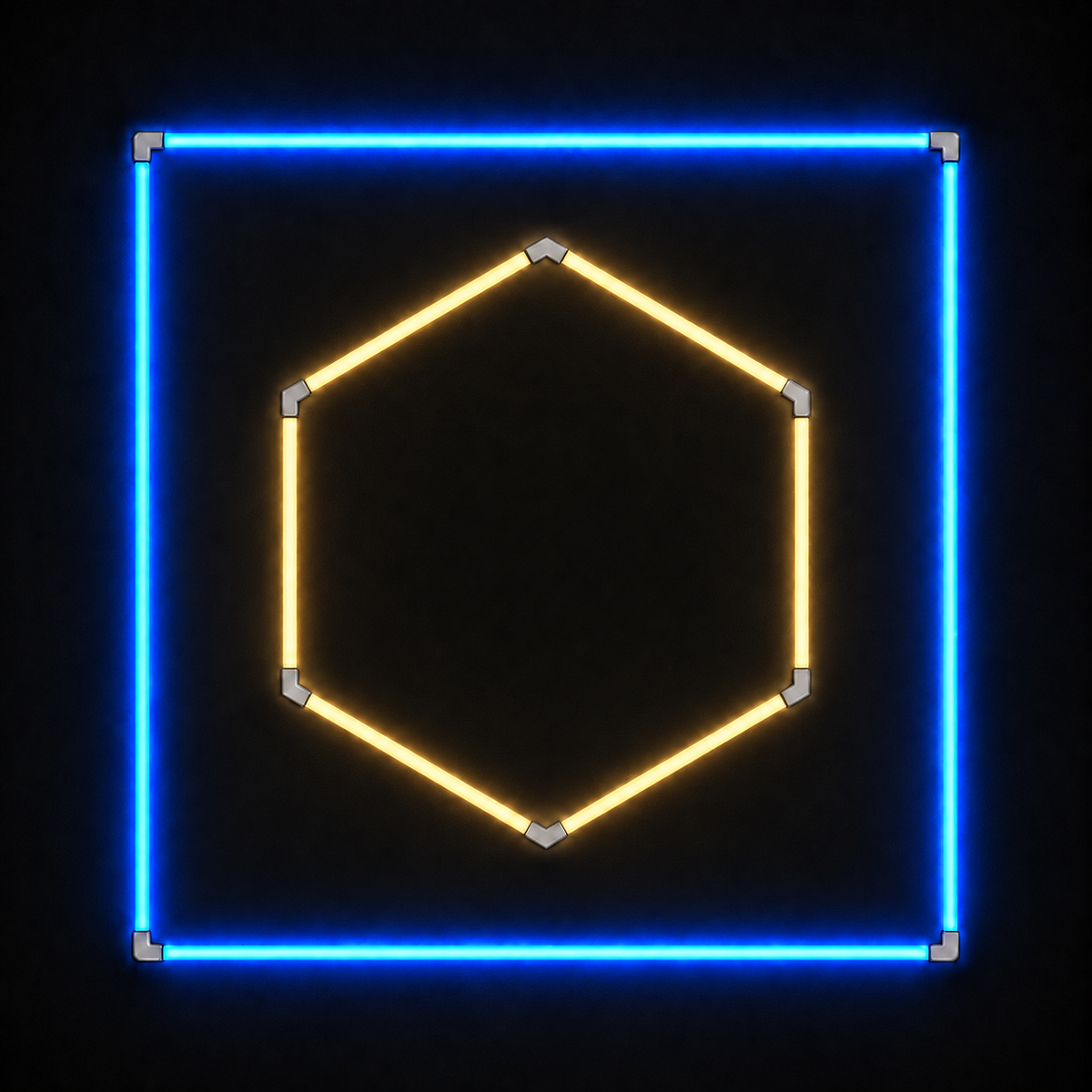 1-Hex LED light grid with Warm White 3000K main light and Blue border