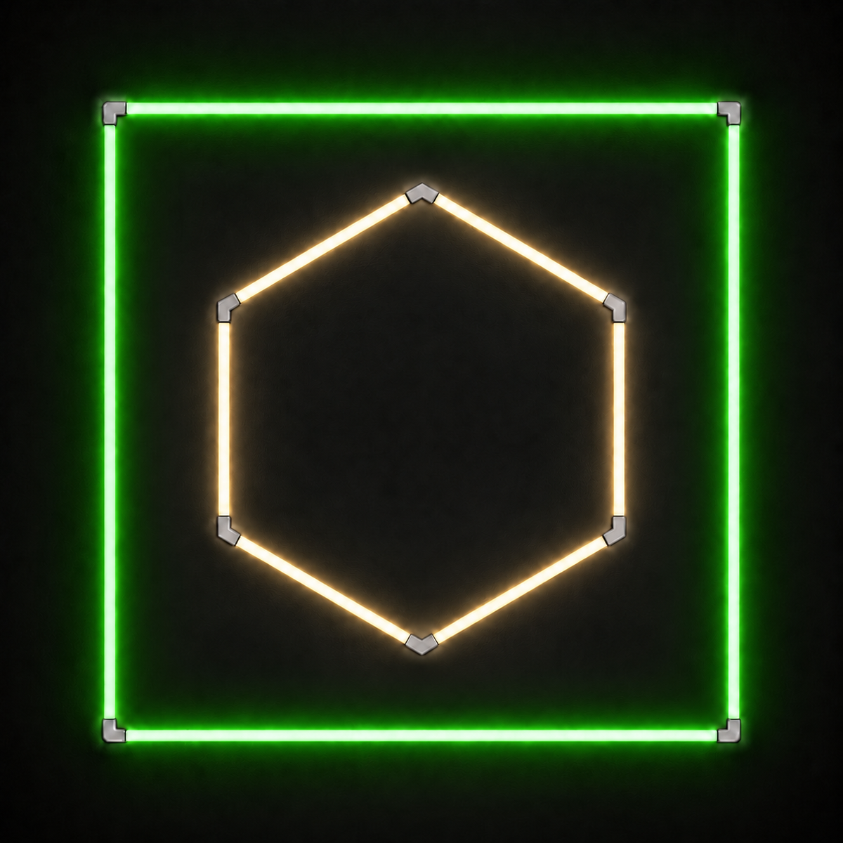 1-Hex LED light grid with Warm White 3000K main light and Green border