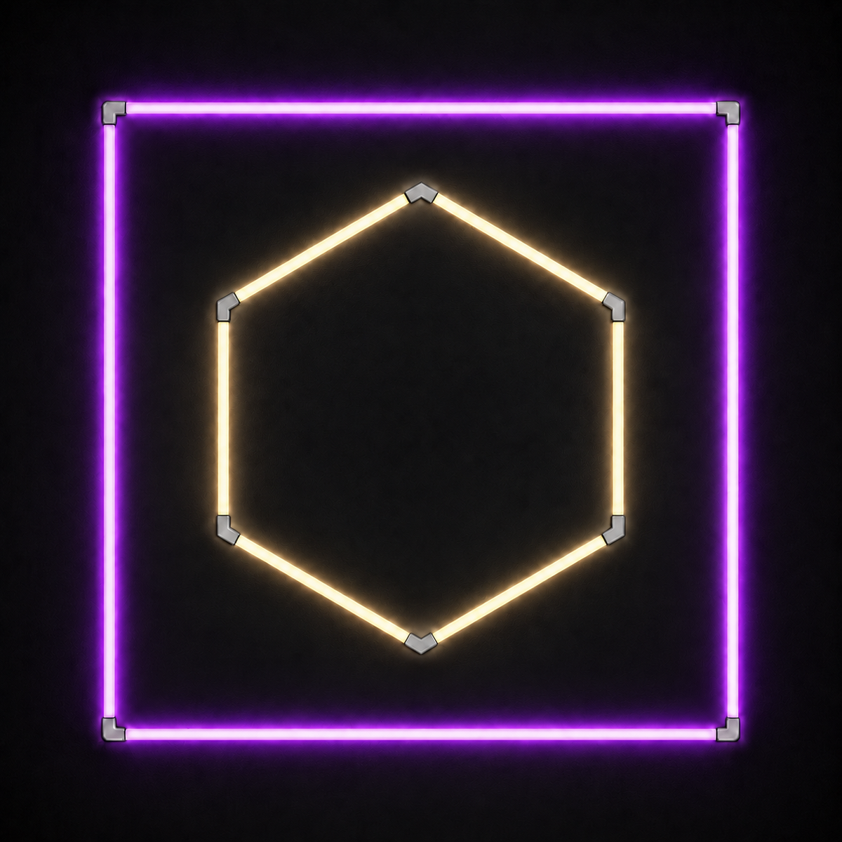 1-Hex LED light grid with Warm White 3000K main light and Purple border