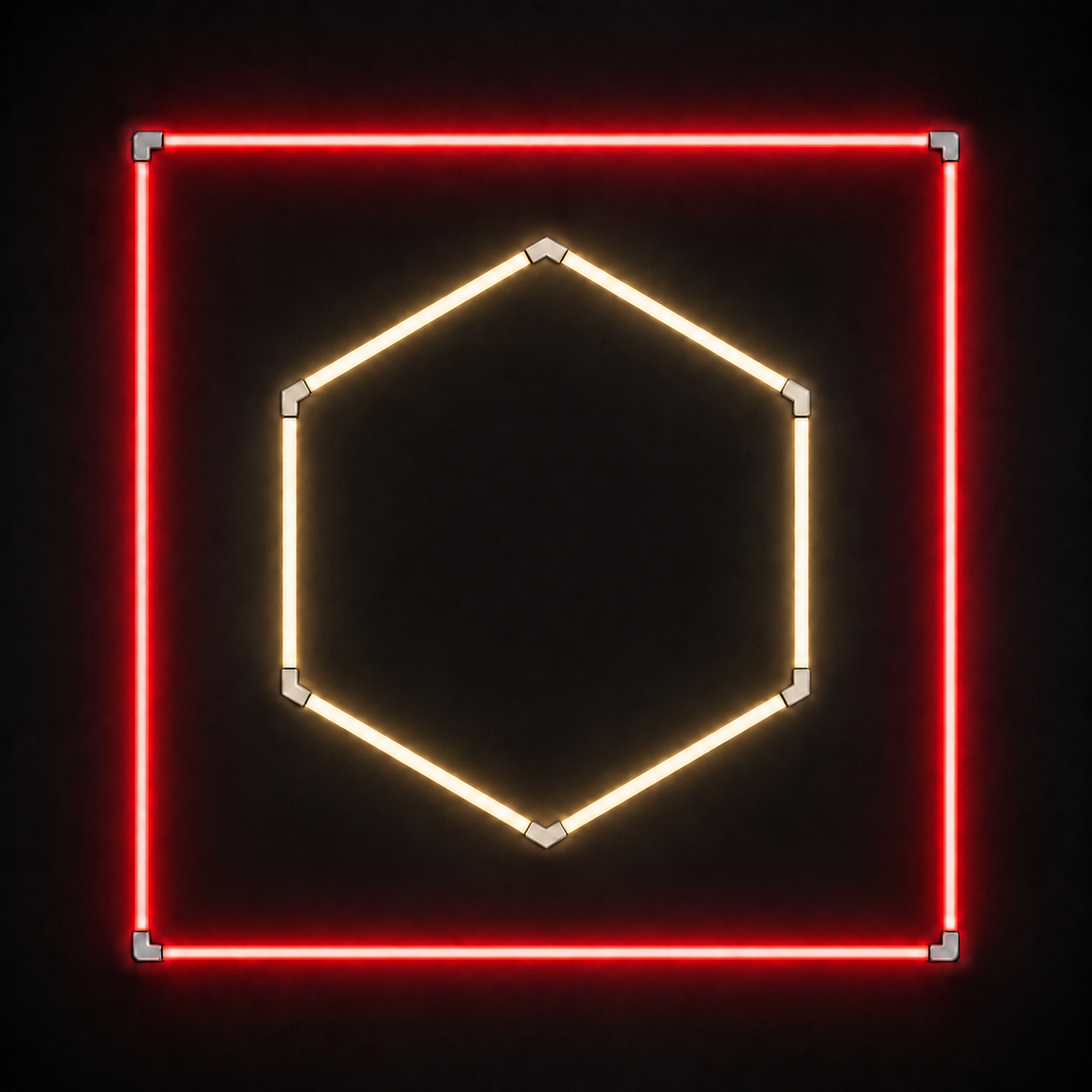 1-Hex LED light grid with Warm White 3000K main light and Red border
