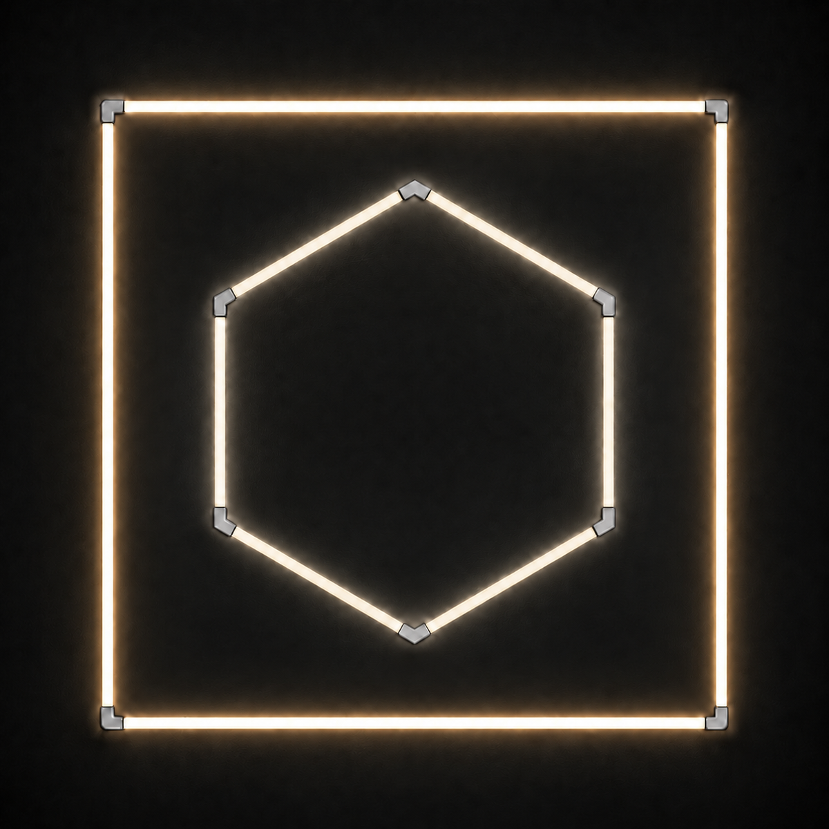 1-Hex LED light grid with Soft White 4000K main light and Warm White 3000K border