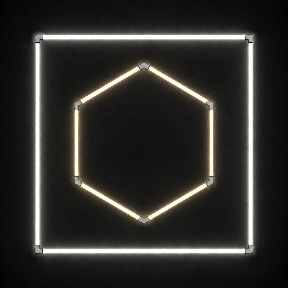 1-Hex LED light grid with Soft White 4000K main light and Natural White 5000K border