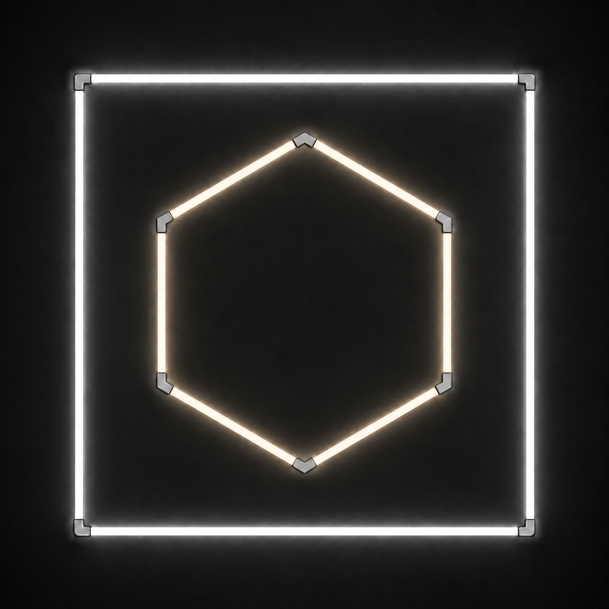 1-Hex LED light grid with Soft White 4000K main light and Cool White 6500K border