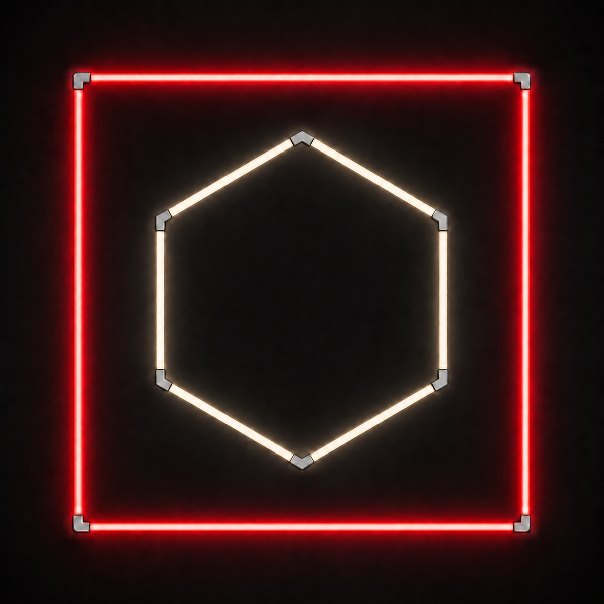 1-Hex LED light grid with Soft White 4000K main light and Red border