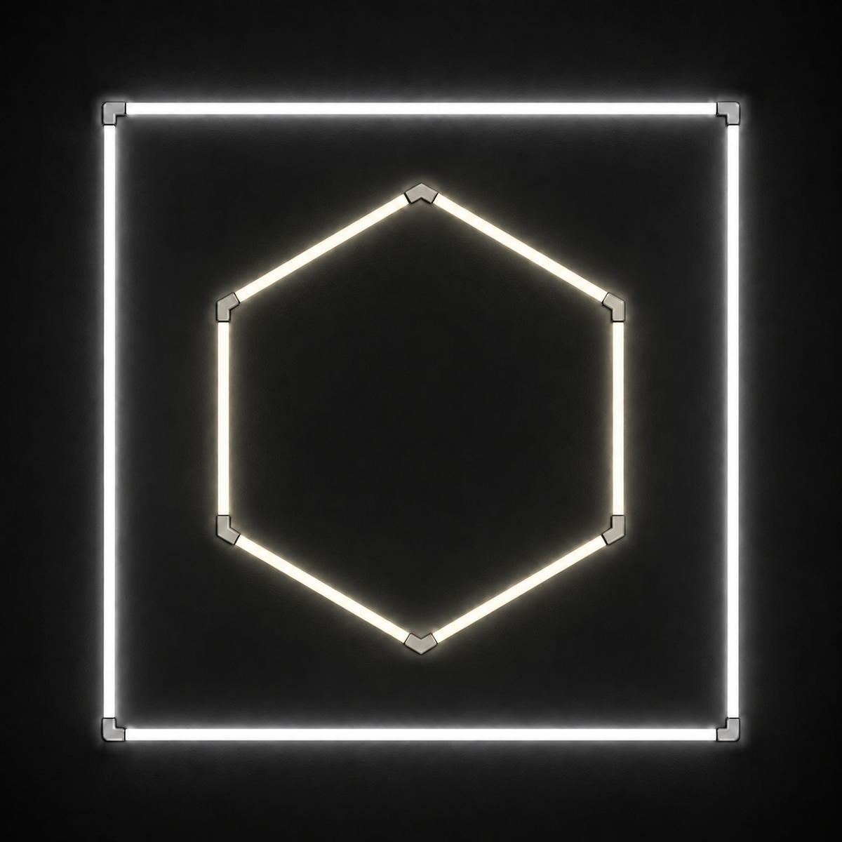 1-Hex LED light grid with Natural White 5000K main light and Cool White 6500K border