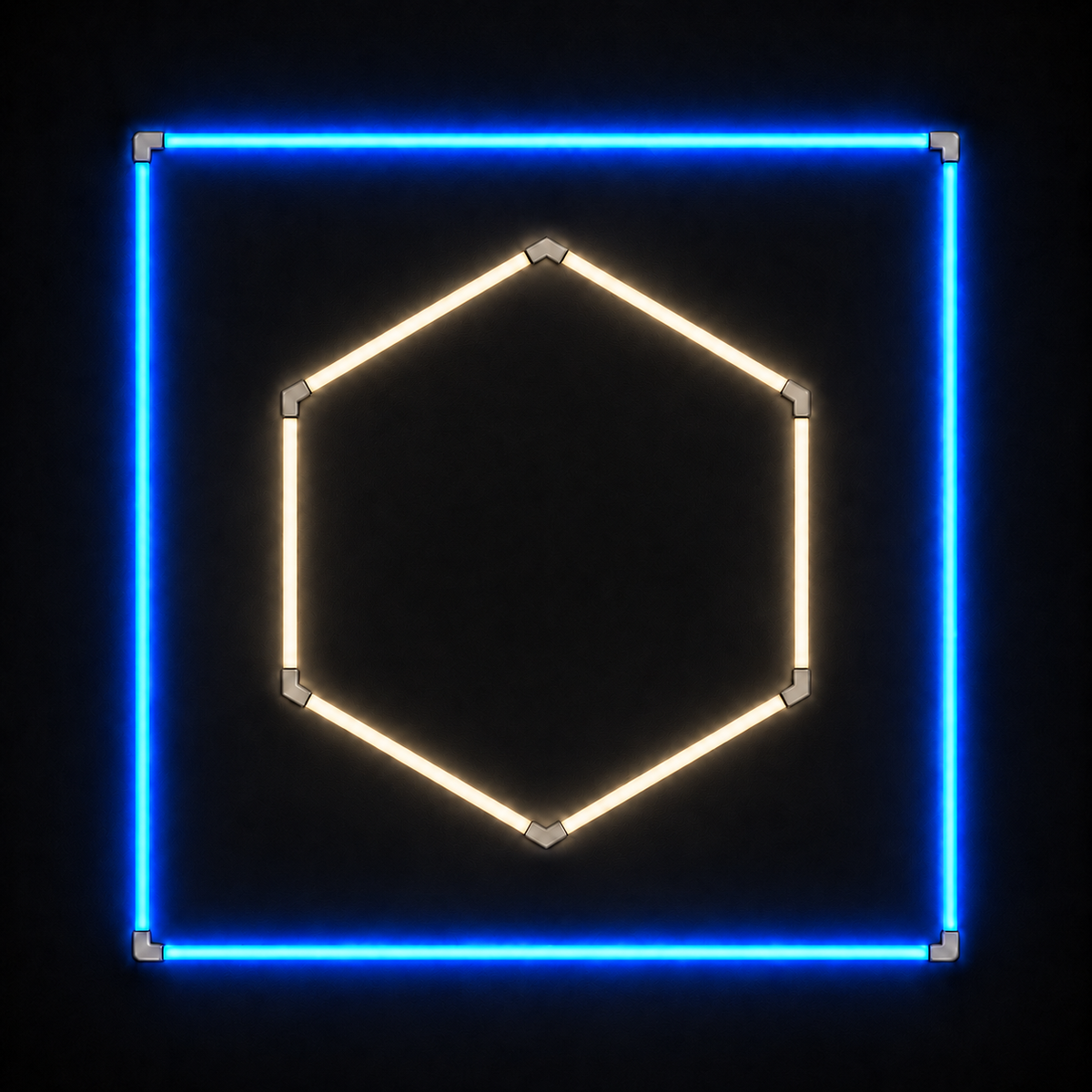 1-Hex LED light grid with Natural White 5000K main light and Blue border