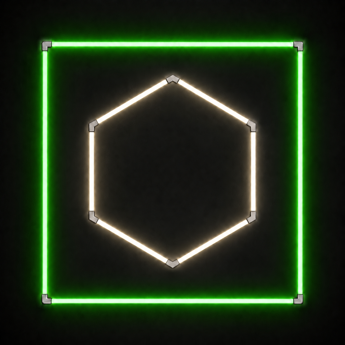 1-Hex LED light grid with Natural White 5000K main light and Green border