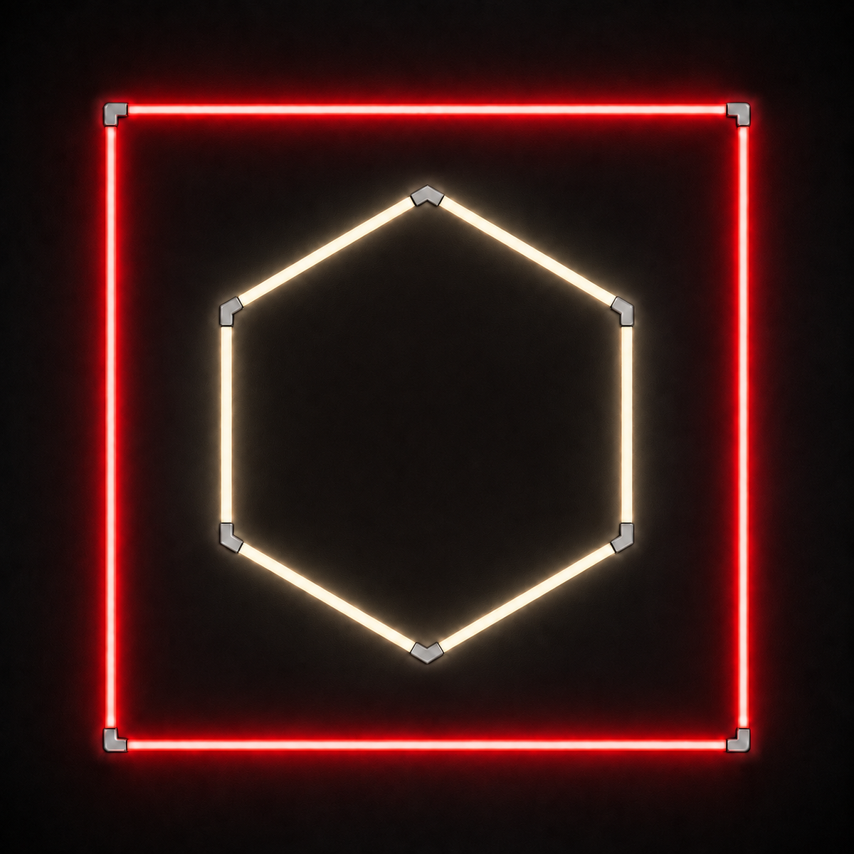 1-Hex LED light grid with Natural White 5000K main light and Red border
