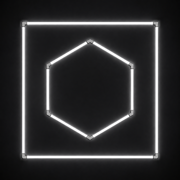 1-Hex LED light grid with Cool White 6500K main light and Cool White 6500K border