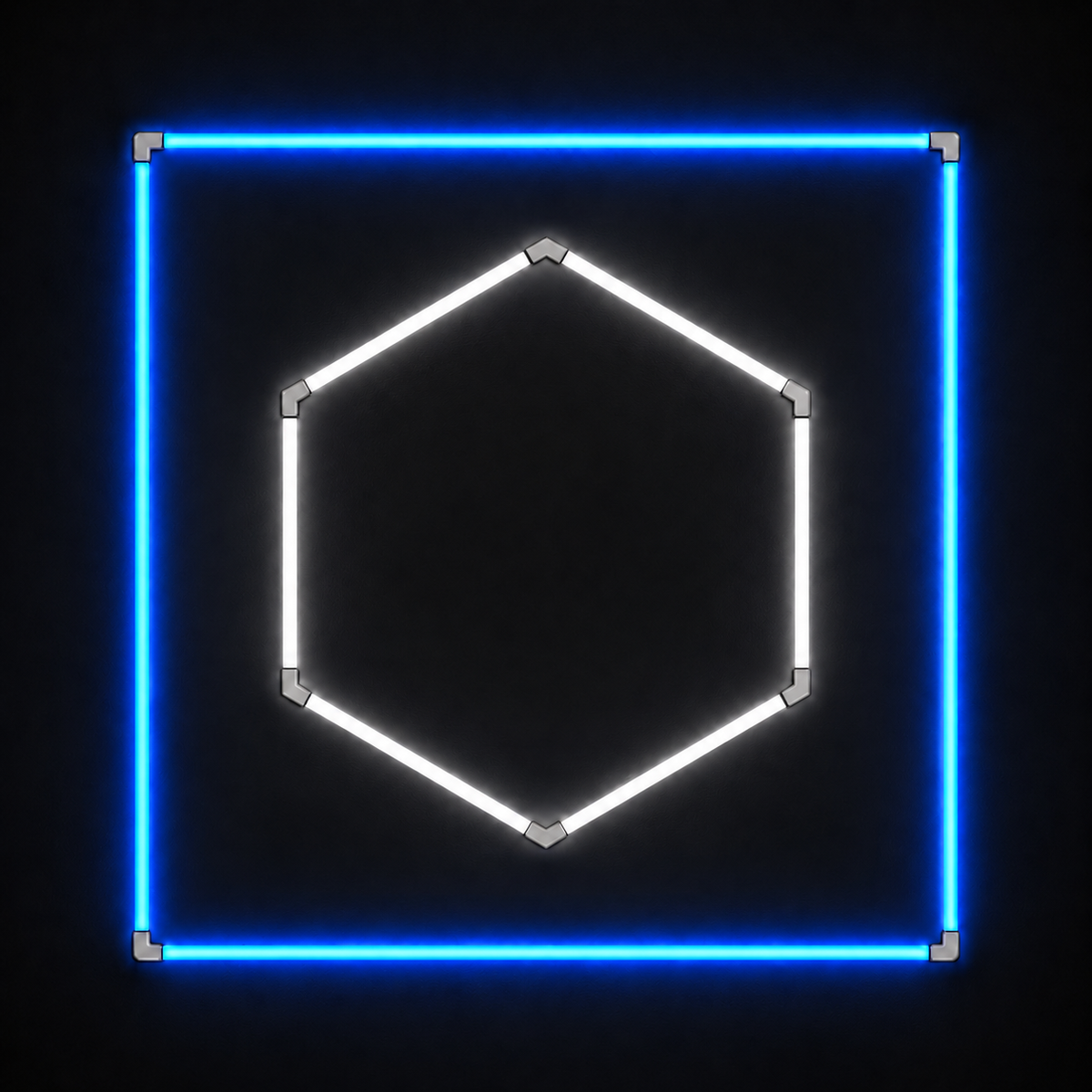 1-Hex LED light grid with Cool White 6500K main light and Blue border