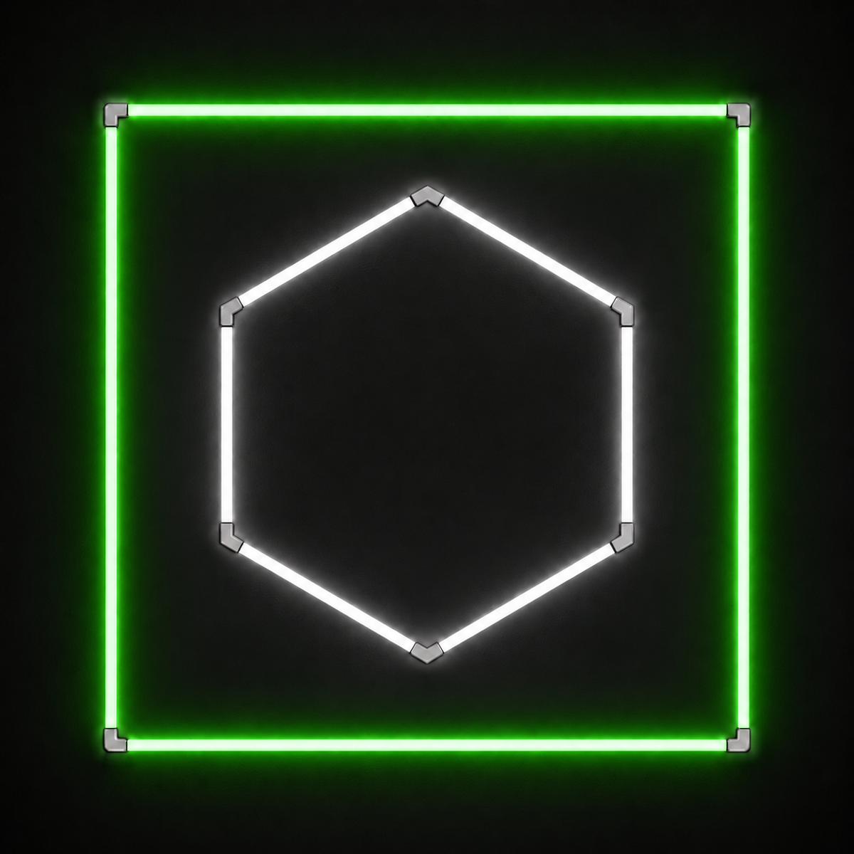 1-Hex LED light grid with Cool White 6500K main light and Green border