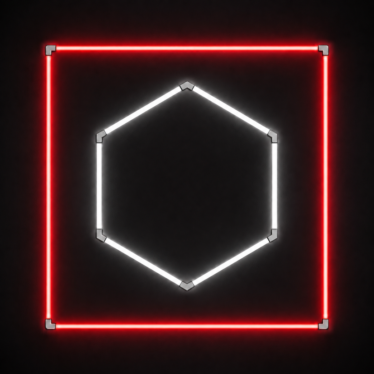 1-Hex LED light grid with Cool White 6500K main light and Red border