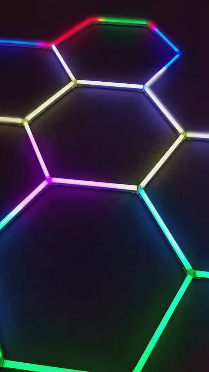 RGB Hexagon Lights Grid 8 Hex| Garages, Car Detailing, Shops, Gyms
