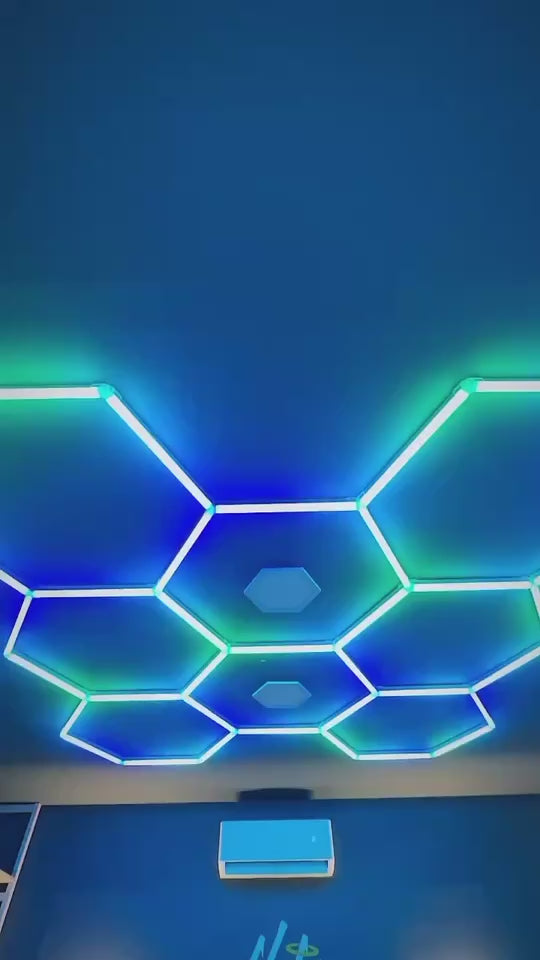 RGB Hexagon Lights Grid 8 Hex| Garages, Car Detailing, Shops, Gyms