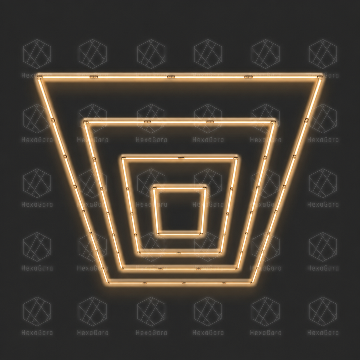 Quadruple rectangular LED light grid in 3000K light