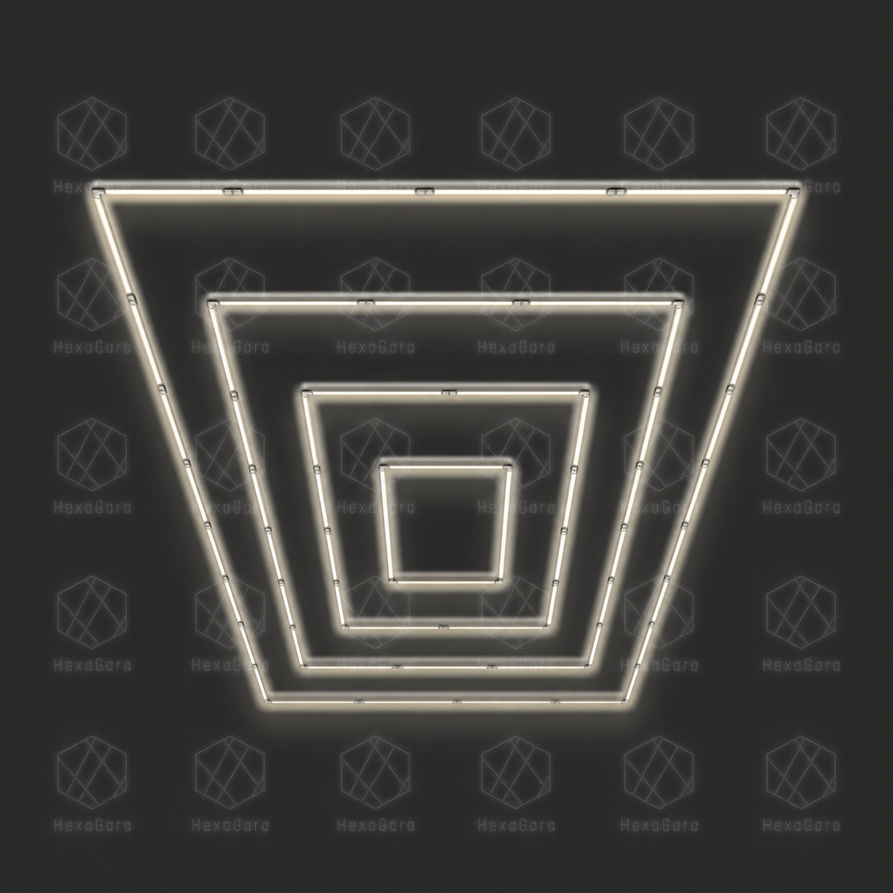 Quadruple rectangular LED light grid in 4000K light