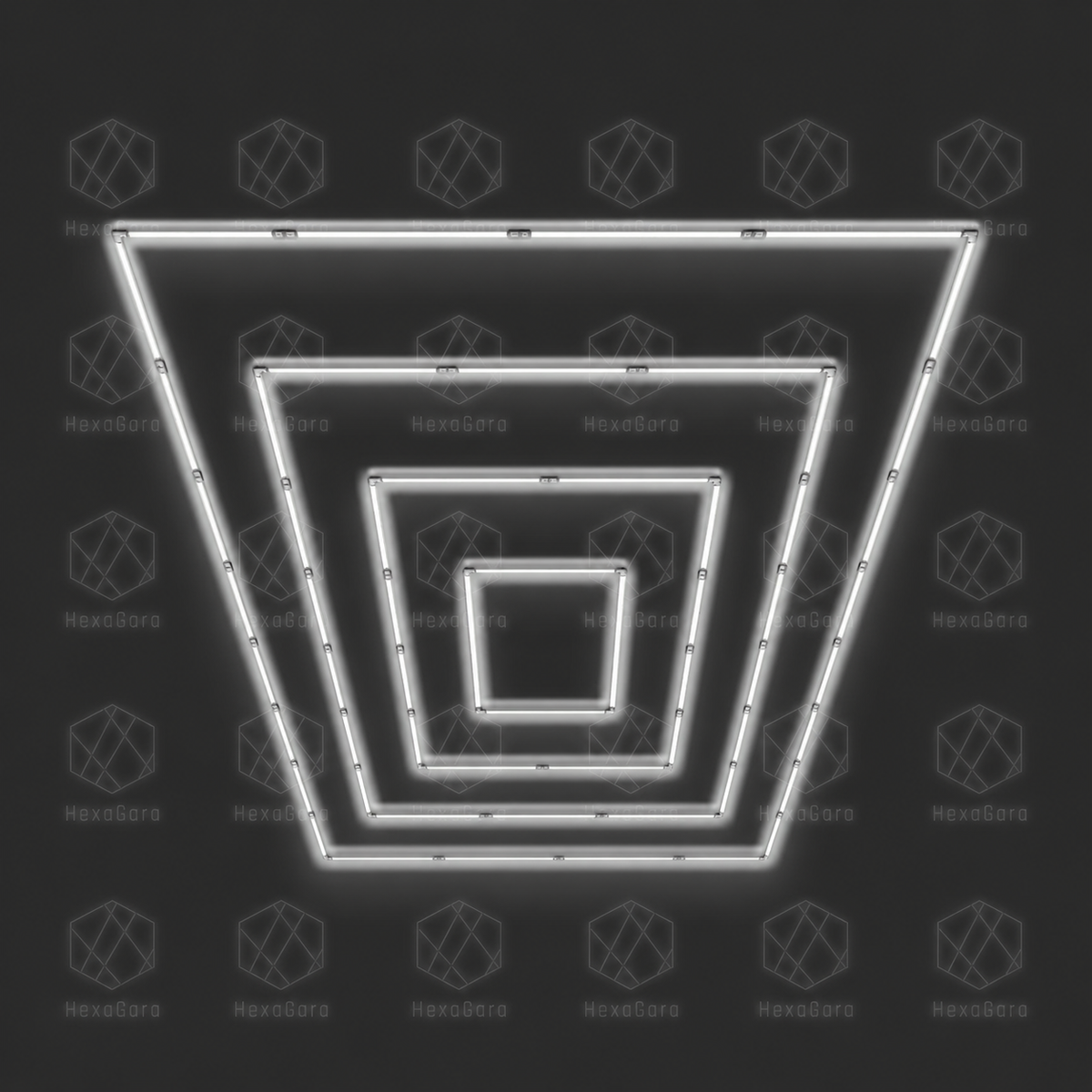 Quadruple rectangular LED light grid in 5000K light